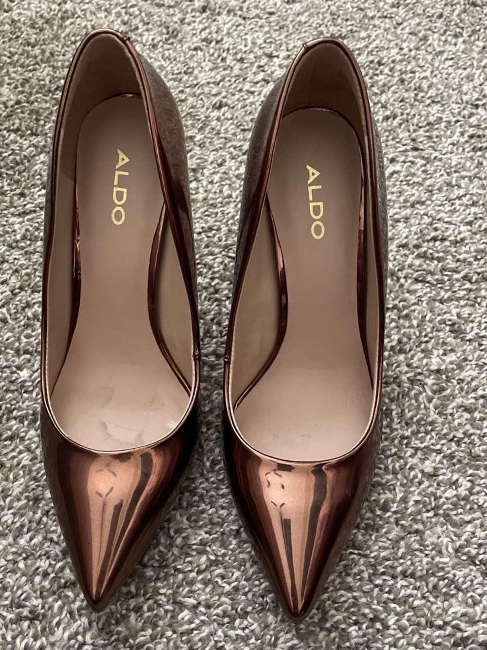 ALDO Rose Gold Pointed-Toe Patent Pumps